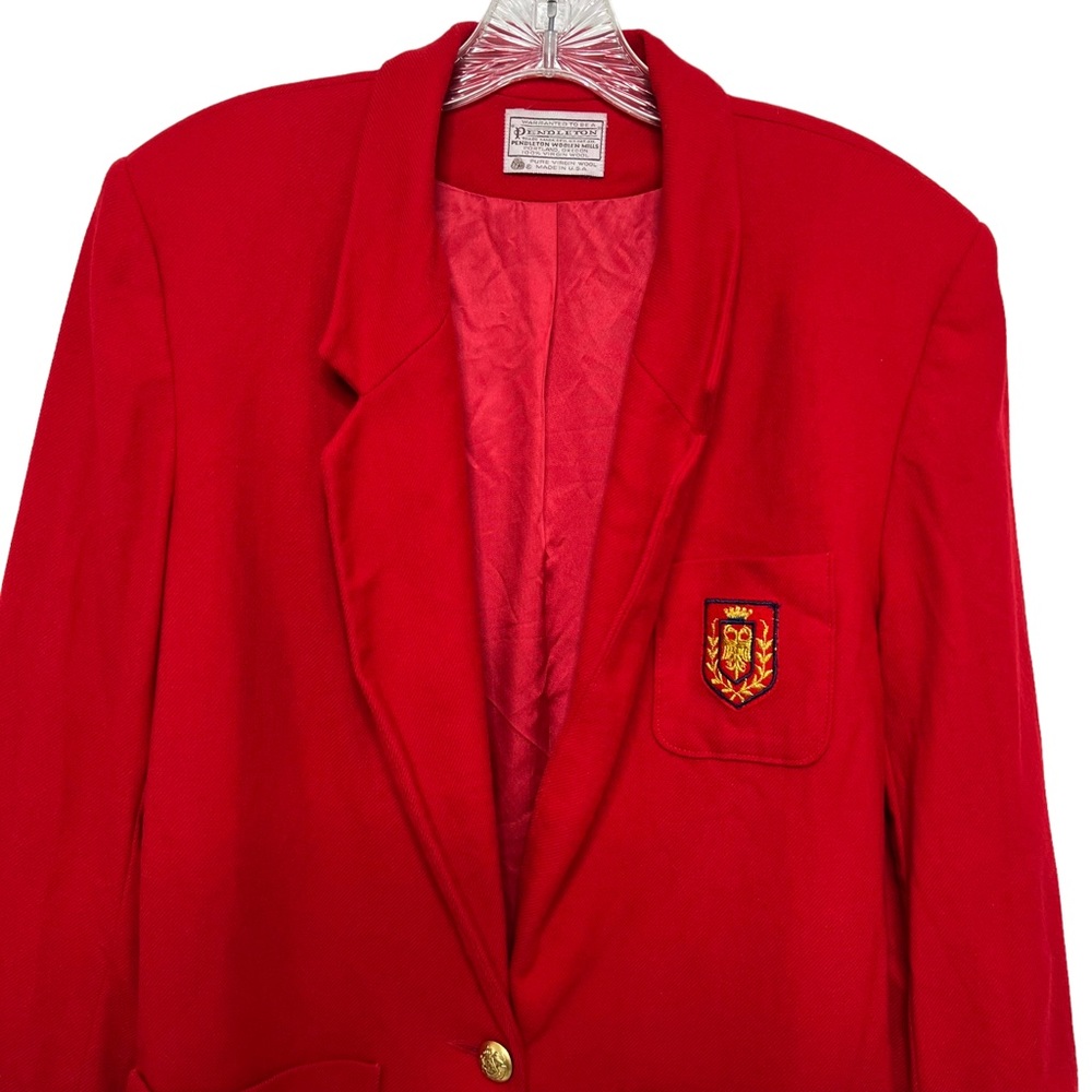 Pendleton Red 100% Wool Blazer Jacket - image 4